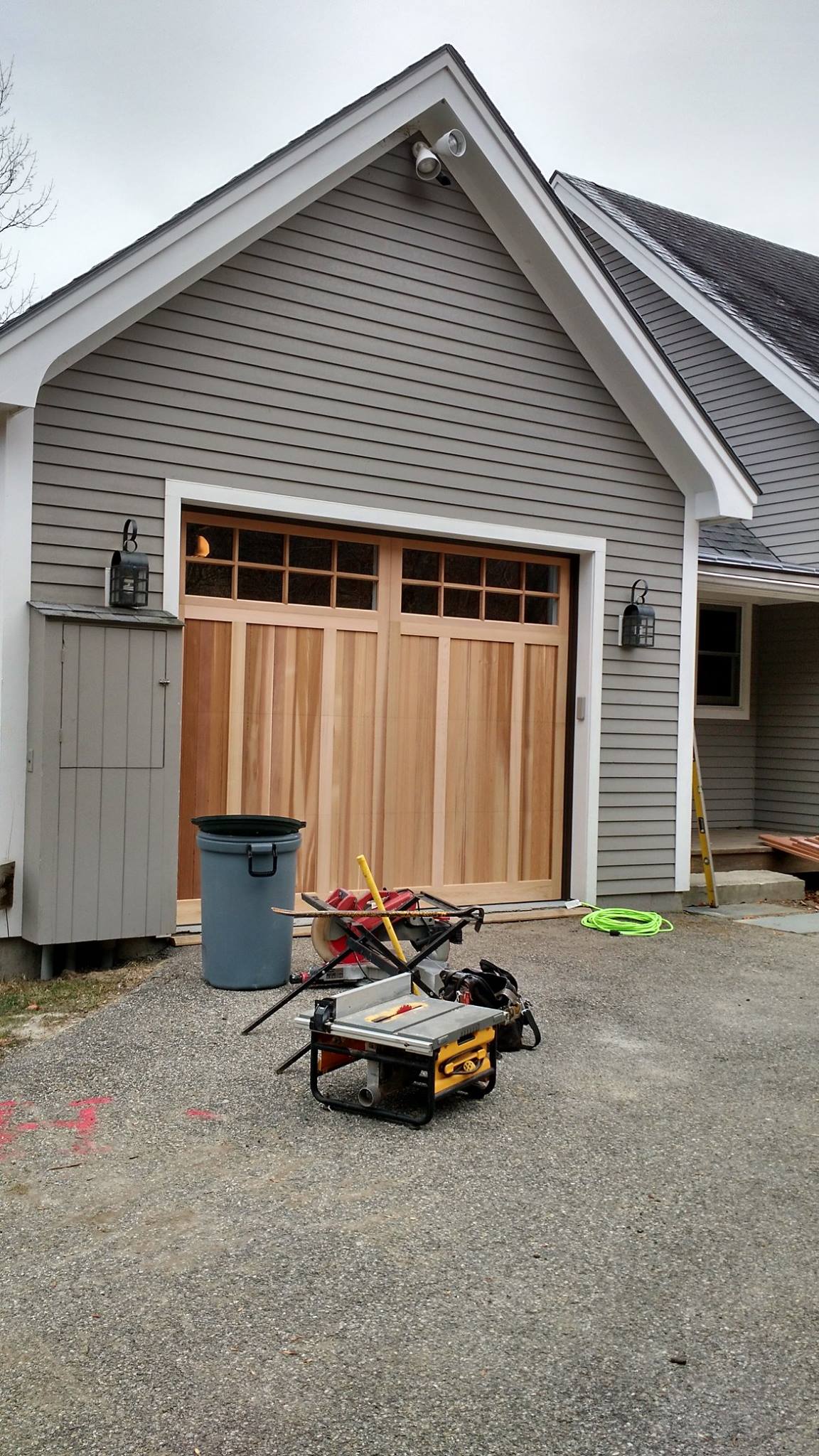 Garage Door cedar overlays and square Stockton true divided windows